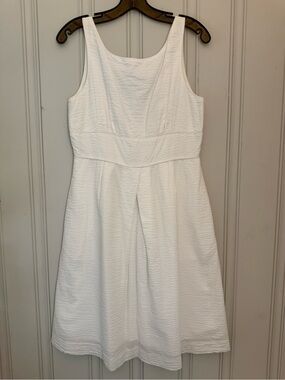 J. Crew Textured White Sleeveless Midi Dress